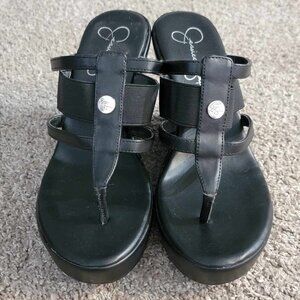 Jessica Simpson JP-Qaeney Strappy Sandal thong Wedge Platform Sz 8 - 4 in heel